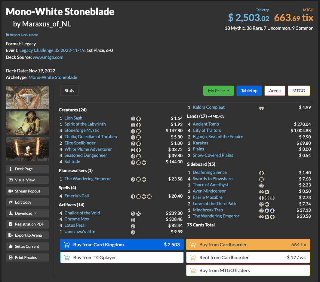 Mono-White Stoneblade by Maraxus_of_NL